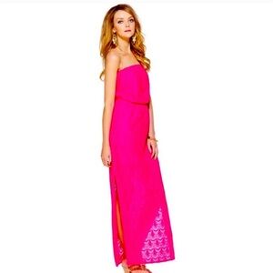 Lilly Pulitzer Emmett Maxi Dress, Magenta, Paisley Drop Knot Lace, XS